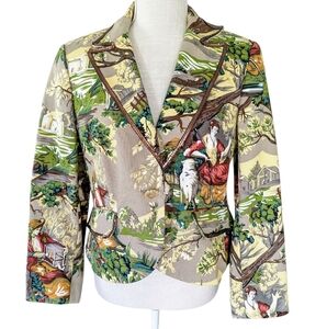 Focus‎ 2000 Blazer Jacket Womens Size 12p cotton Victorian Print Sequin Accents
